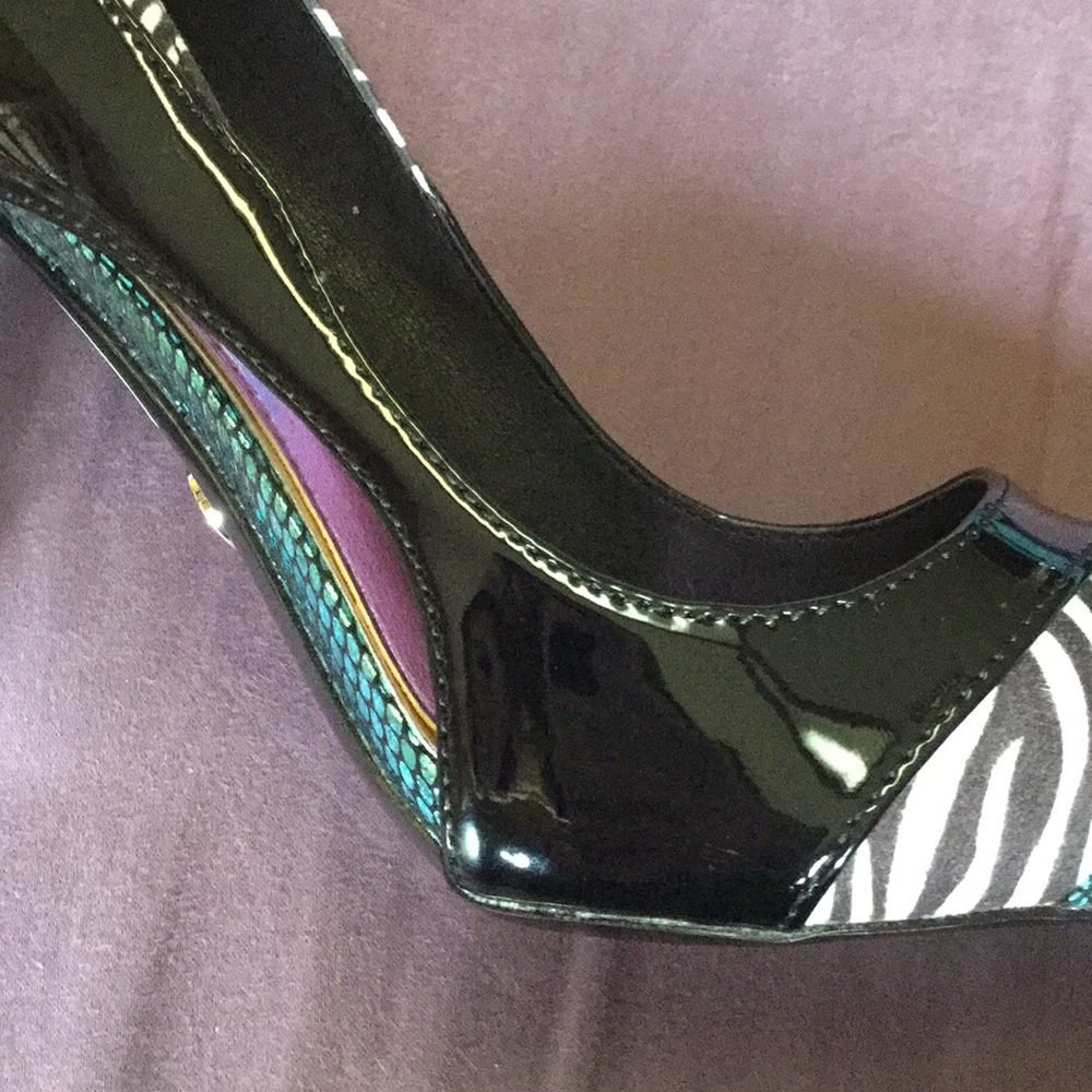 NWT River Island zebra metallic colorblock heels - Picture 6 of 8